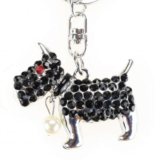 Hundeshop Barock Dog Hunde Glitzer Schlüsselanhänger Schwarz