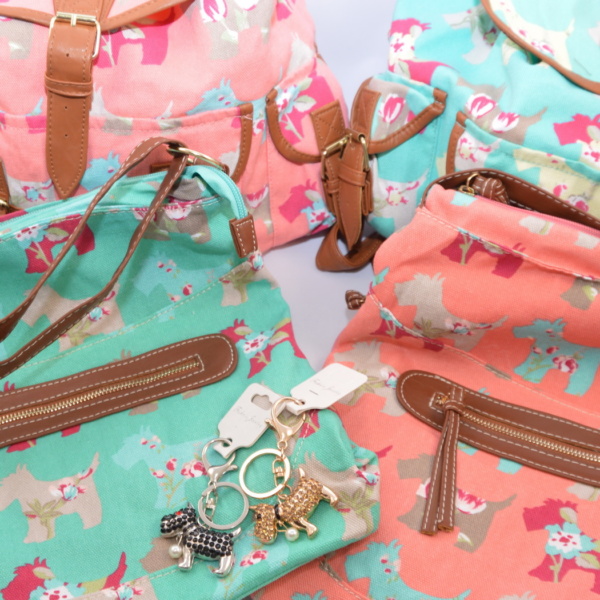 Hundeshop Barock Dog Umhängetasche-Rucksack mit Hundemotiv Koralle-Minze
